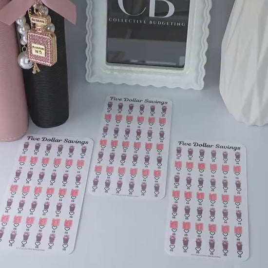 Five Dollar Savings Challenge | Desserts and Presents | Laminated Cash Stuffing Tracker