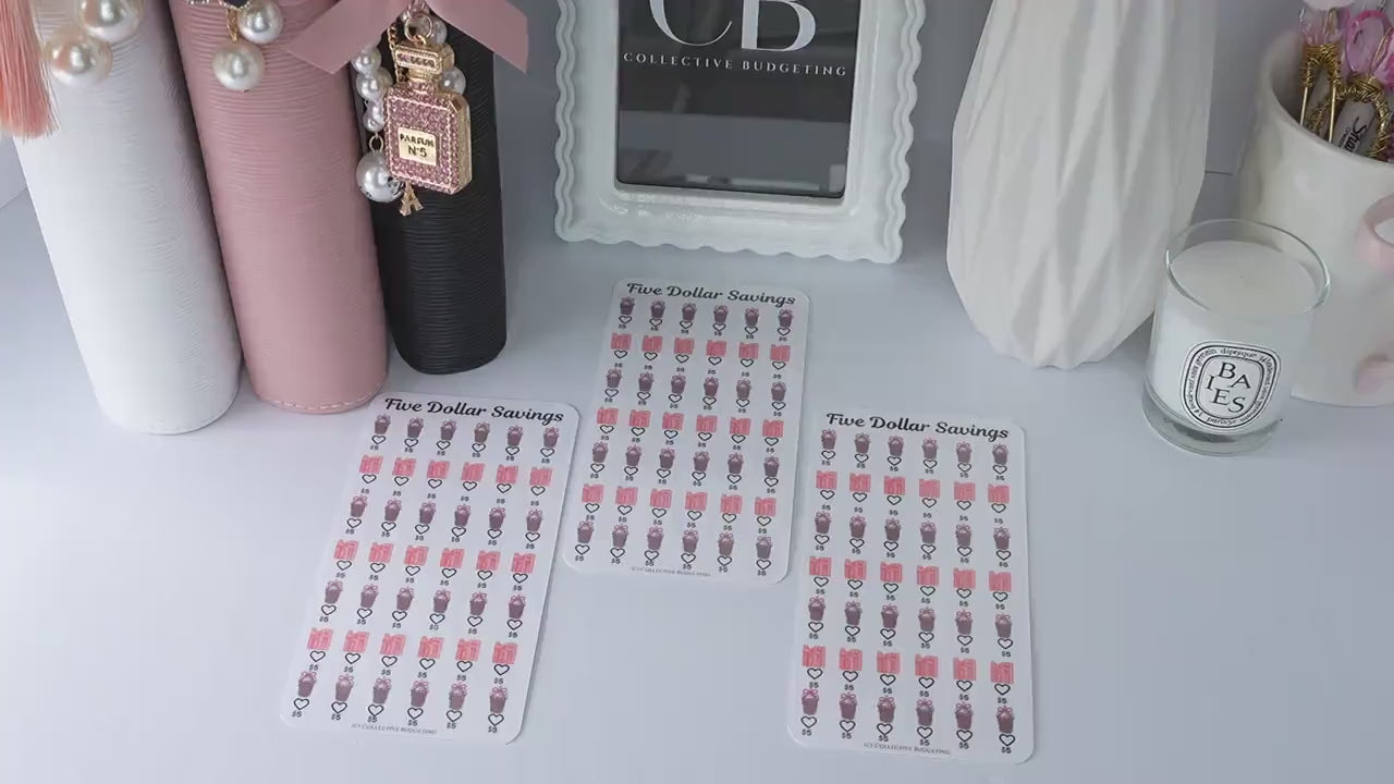 Five Dollar Savings Challenge | Desserts and Presents | Laminated Cash Stuffing Tracker