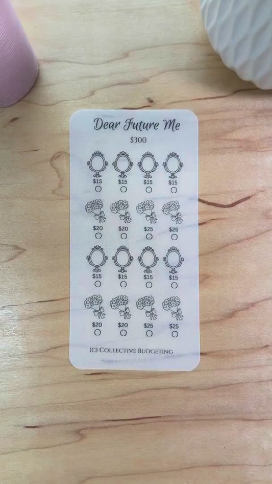 Dear Future Me Savings Challenge – A5 A6 Matte Vellum Cash Stuffing Tracker | Self-Care Savings