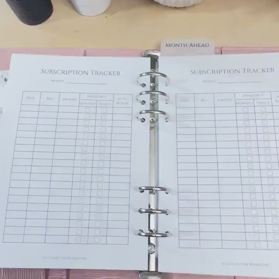 A5 Subscription Tracker Insert: Double-Sided Budget Planner Page