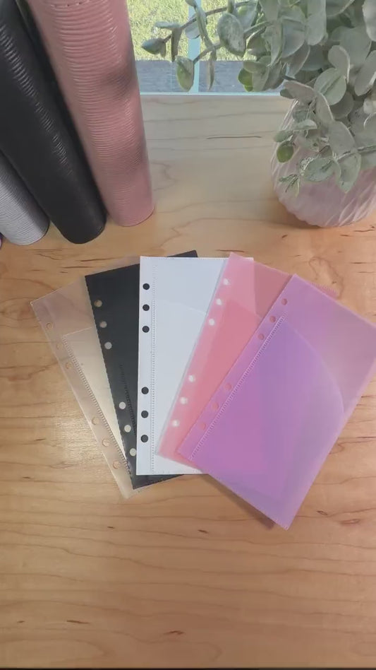 A6 Curved Pocket Envelopes | 2-Pocket Binder Inserts | Set of 6 | Reinforced | 5 Colors |