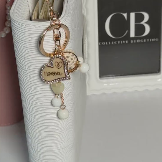I Love You Binder Charm Keychain | Heart Charm Budgeting Accessory