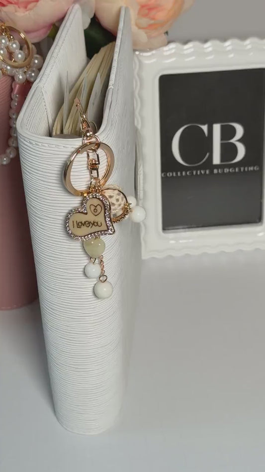 I Love You Binder Charm Keychain | Heart Charm Budgeting Accessory