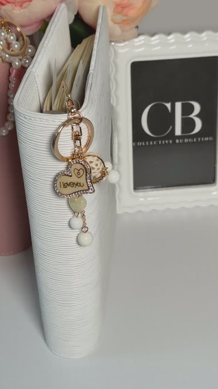 I Love You Binder Charm Keychain | Heart Charm Budgeting Accessory