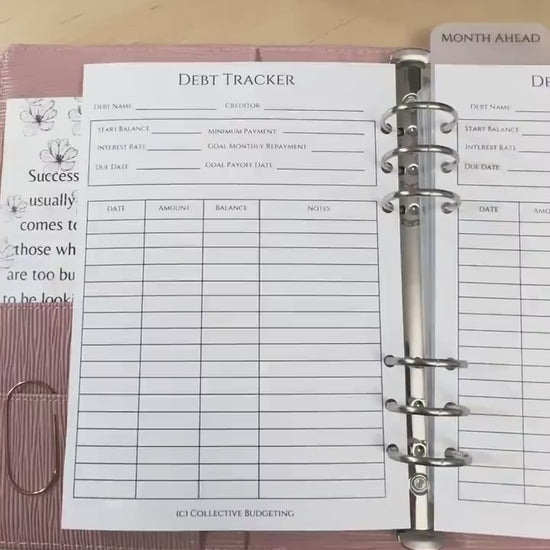 A5 Debt Tracker Insert: Cash Stuffing Budget Binder Tool