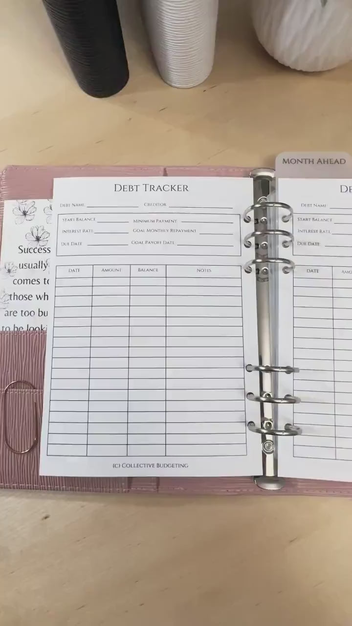 A5 Debt Tracker Insert: Cash Stuffing Budget Binder Tool