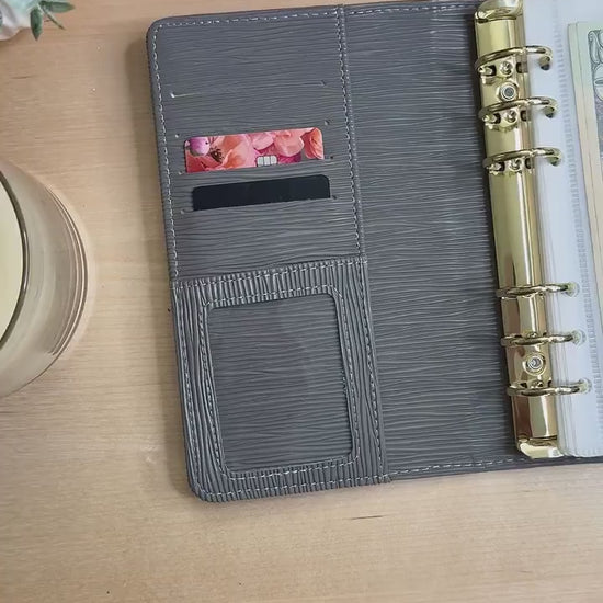 A6 Saffiano Budget Binder: Gold Rings, Buckle Closure, Cash Envelope Organizer