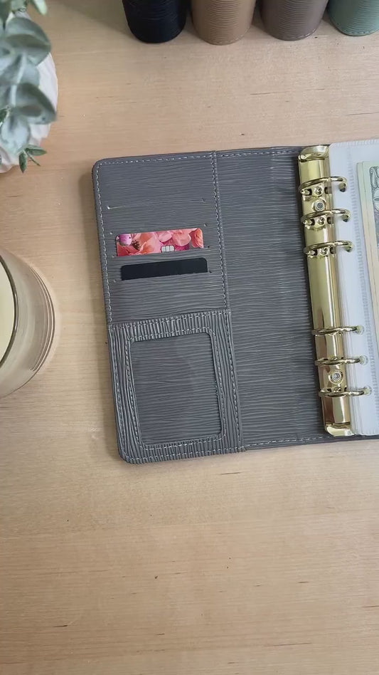 A6 Saffiano Budget Binder: Gold Rings, Buckle Closure, Cash Envelope Organizer