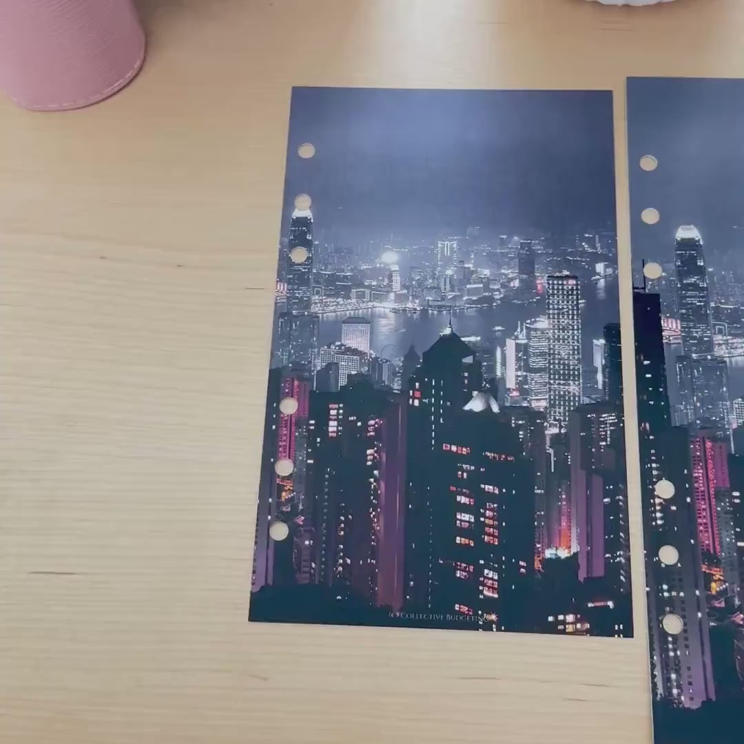 City Lights Budget Binder Dashboard: A5 A6 Cash Stuffing Insert