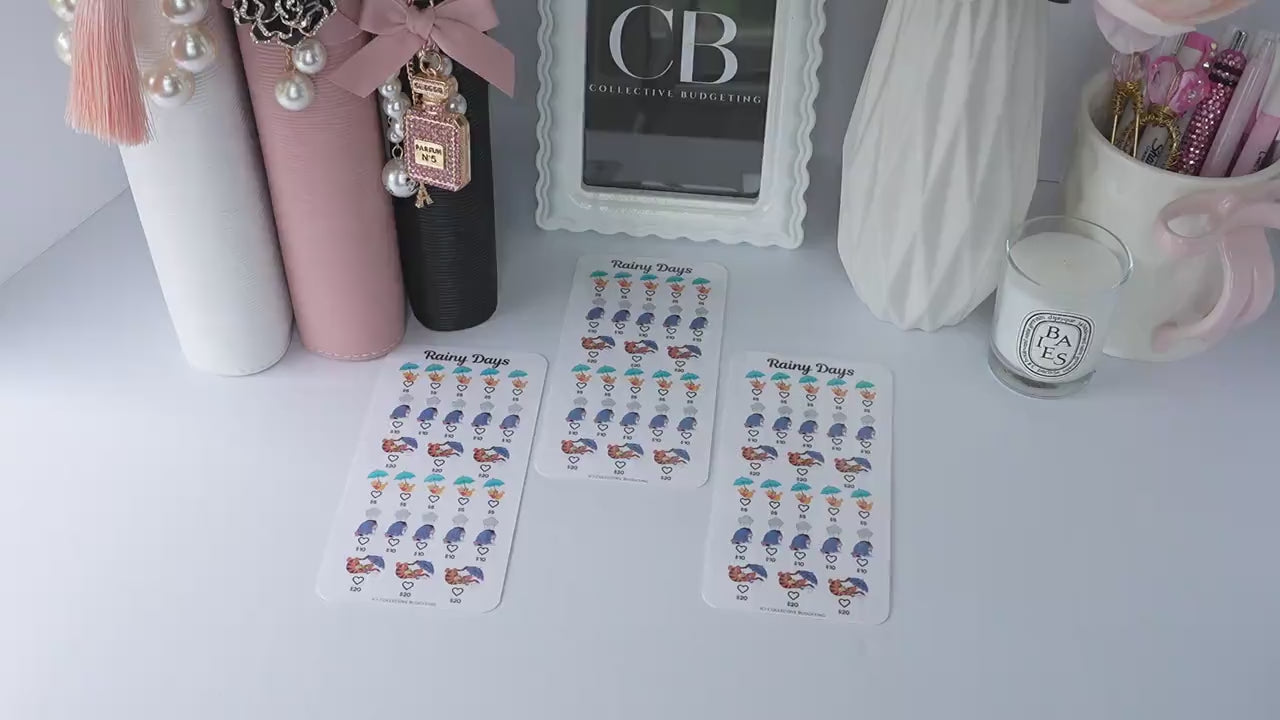 Rainy Days Savings Challenge Card | Storybook Character Budget Tracker