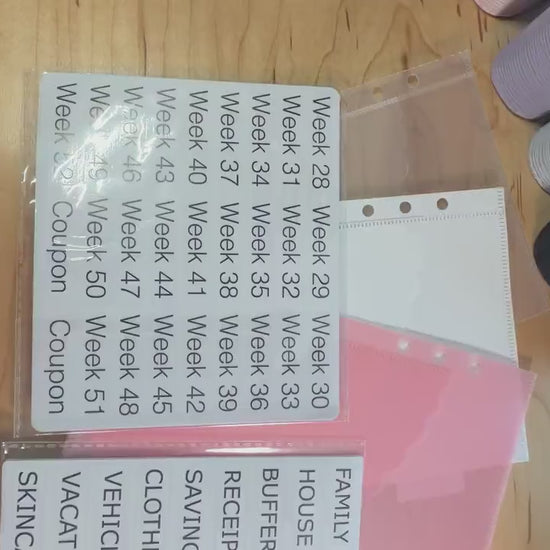 A5 Scalloped Pocket Envelopes | 2-Pocket Binder Inserts | Set of 6 + Labels | Clear • Pink • White |