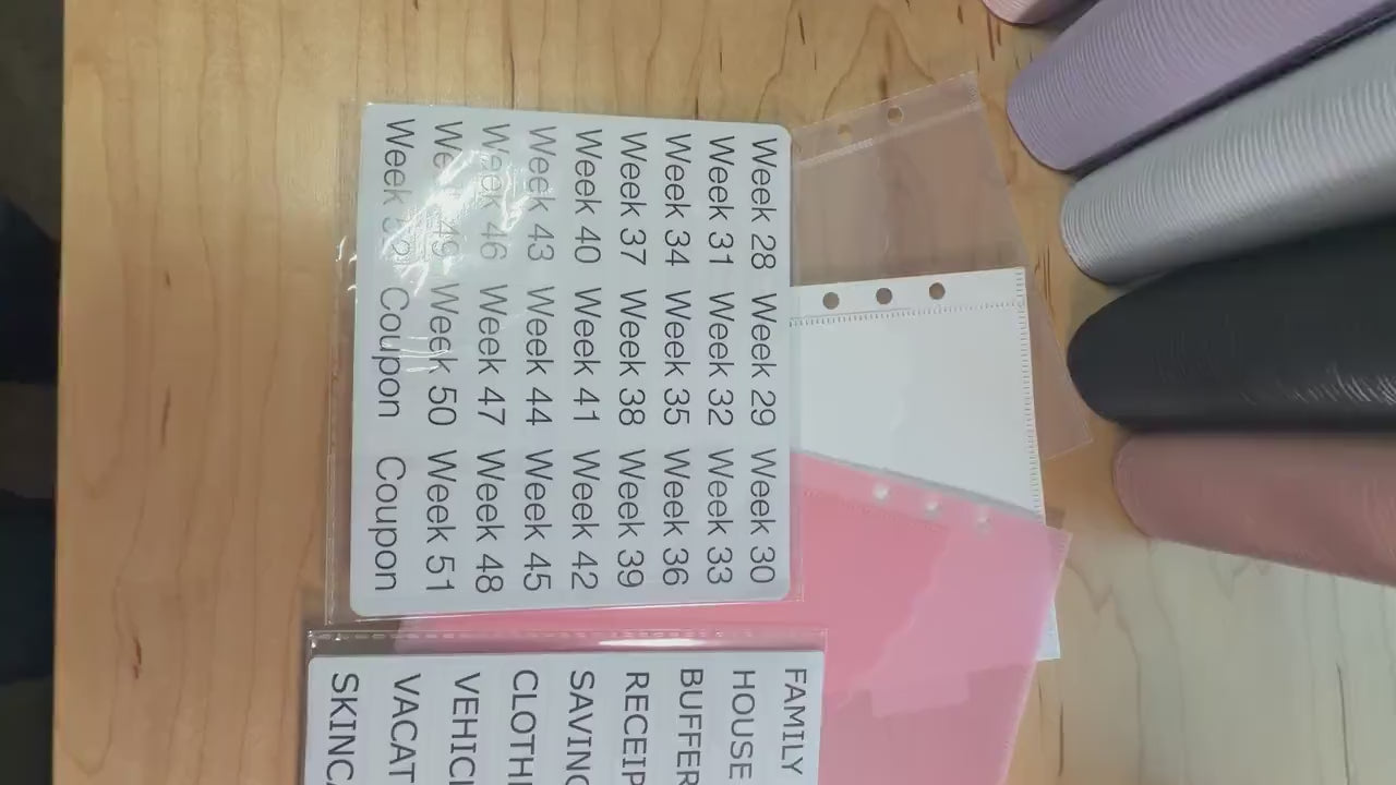 A5 Scalloped Pocket Envelopes | 2-Pocket Binder Inserts | Set of 6 + Labels | Clear • Pink • White |