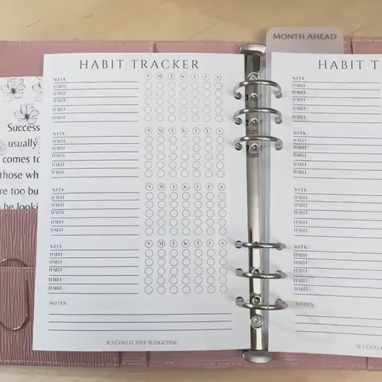 A5 Habit Tracker Insert: Budget Planner for Cash Stuffing Binders