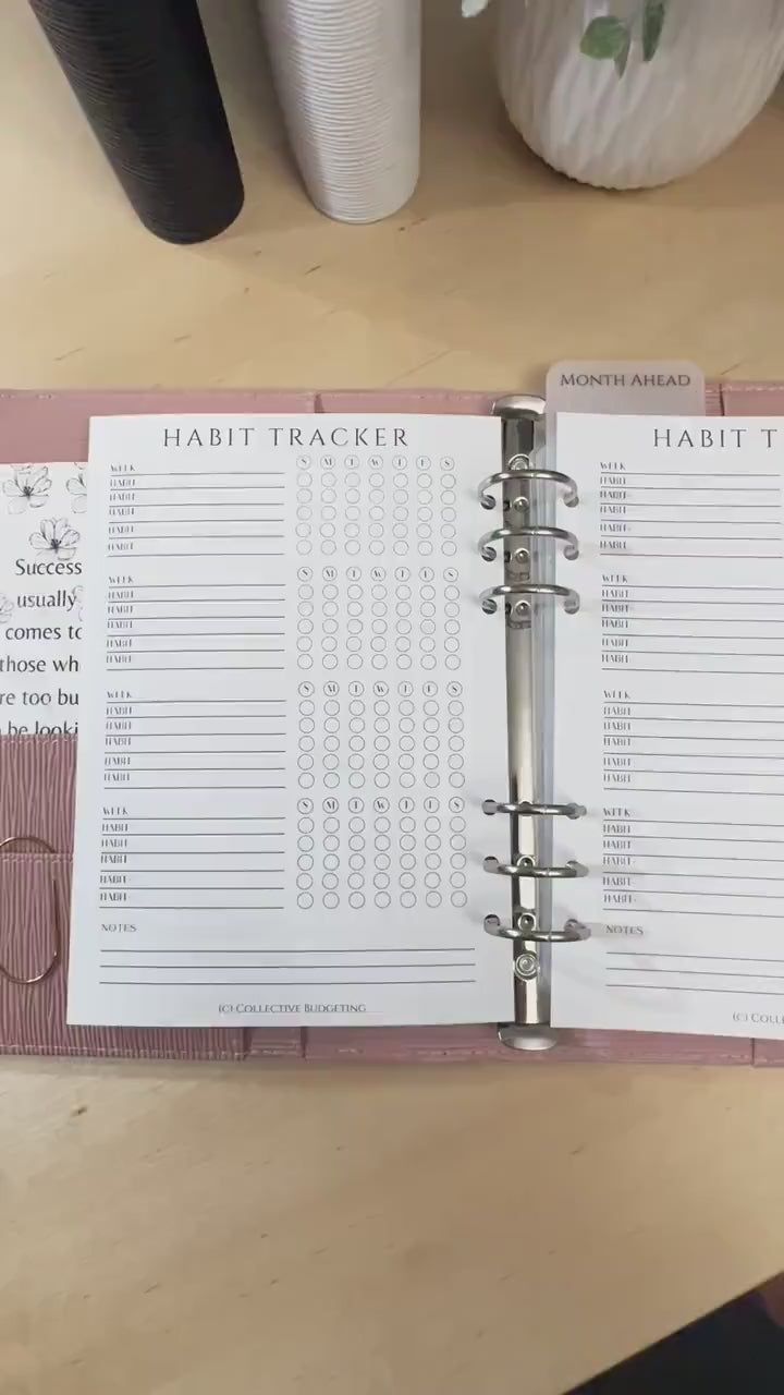 A5 Habit Tracker Insert: Budget Planner for Cash Stuffing Binders