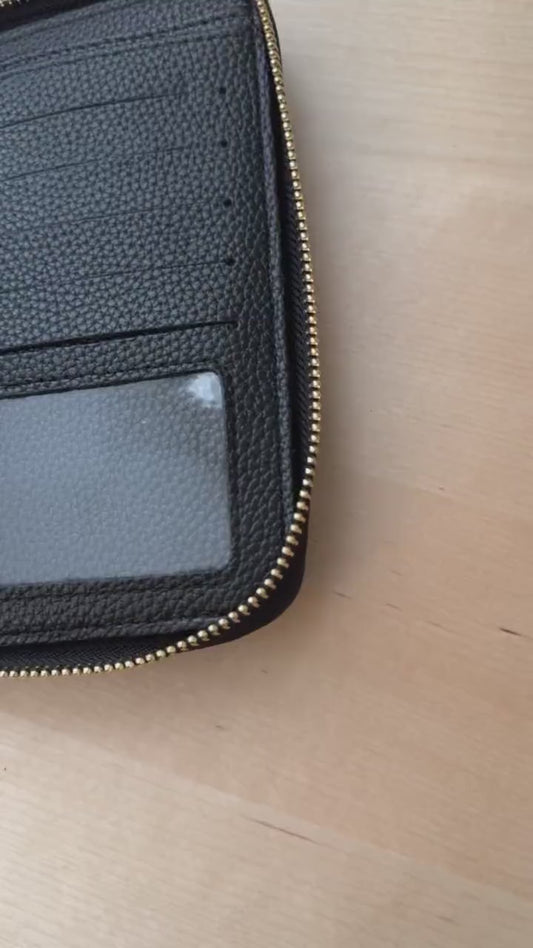 A7 Oversized Litchi Texture Budget Wallet Binder: Cash Stuffing Organizer