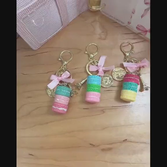 Budget Binder Charm | Macaron Keychain Accessory | Paris Planner Charm with Bow & Coin