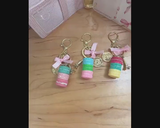 Budget Binder Charm | Macaron Keychain Accessory | Paris Planner Charm with Bow & Coin