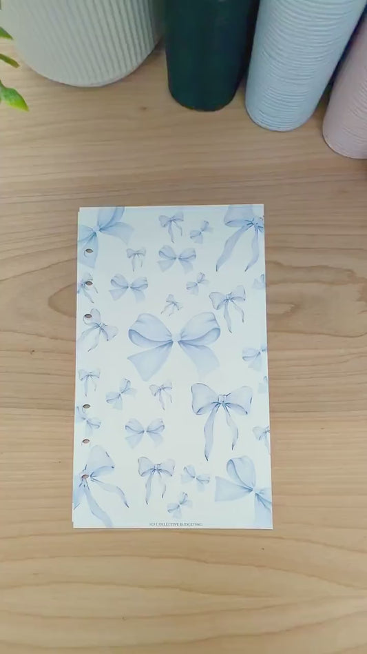 Blue Bow Budget Binder Dashboard: A5 A6 Cash Envelope Insert