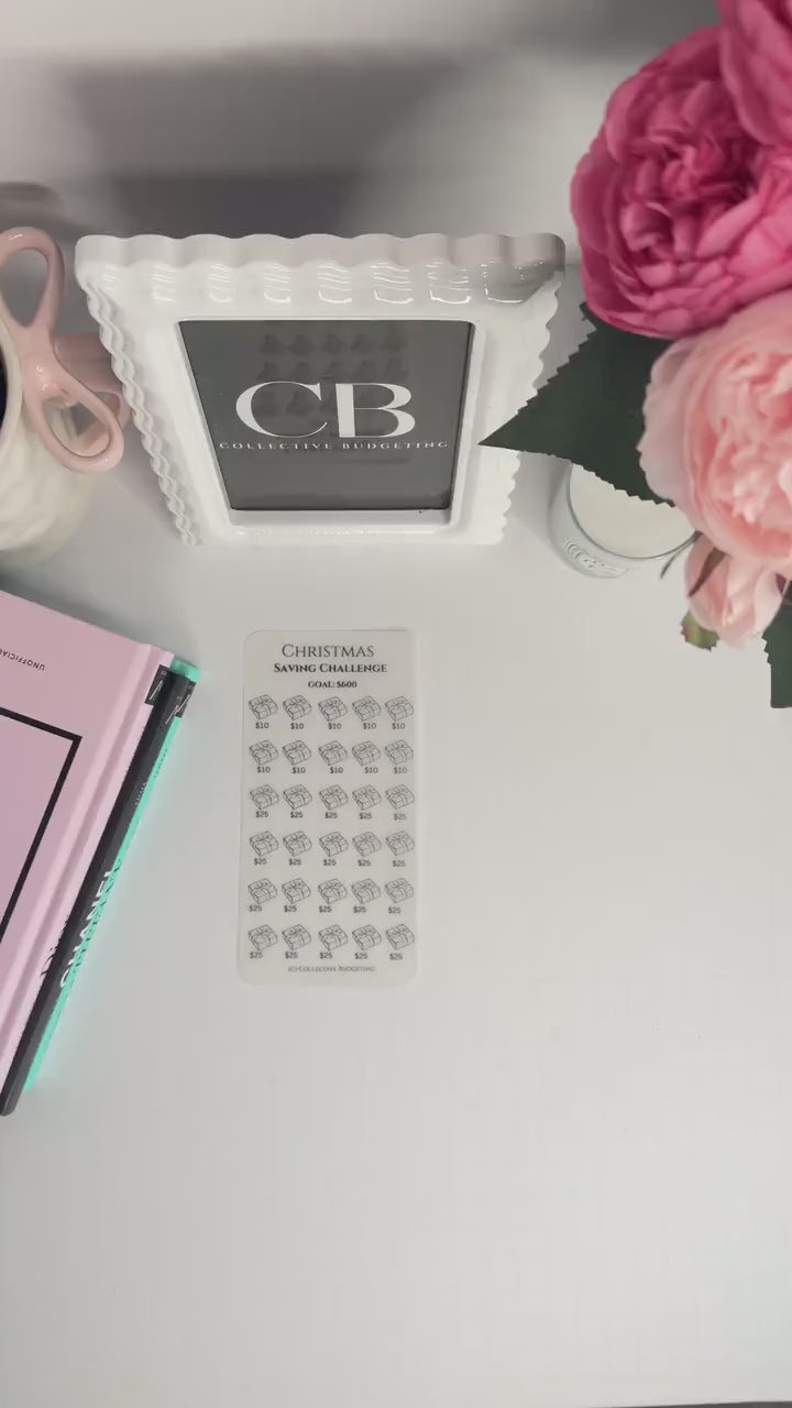 Christmas Packages Savings Challenge: Laminated Vellum Cash Tracker for Budgeting