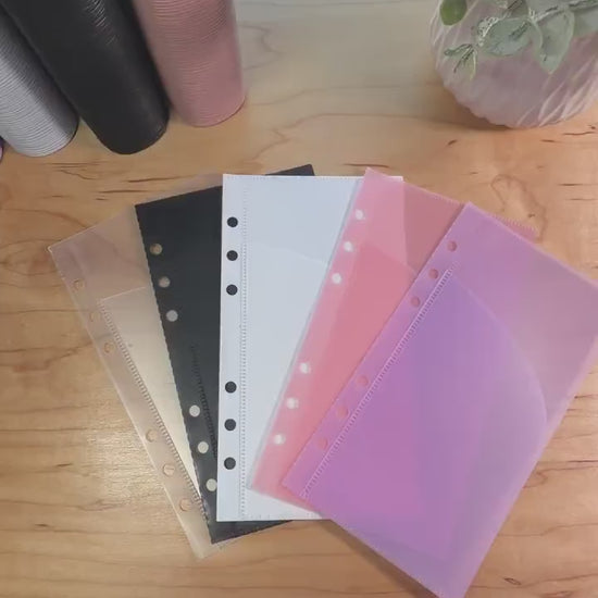 A6 Curved Pocket Envelopes | 2-Pocket Binder Inserts | Set of 6 | Reinforced | 5 Colors |