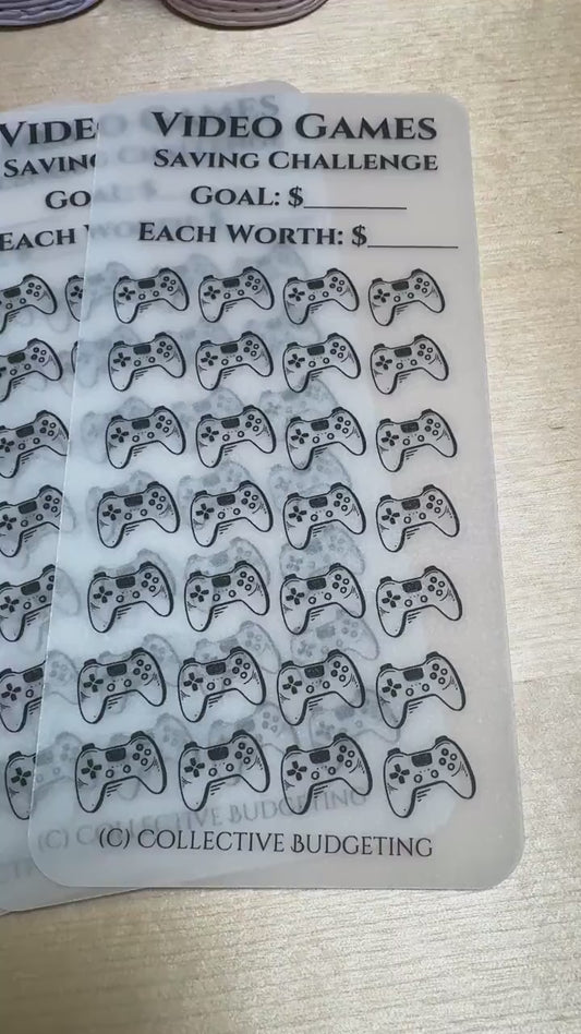 Video Game Savings Challenge: Laminated Vellum Cash Tracker