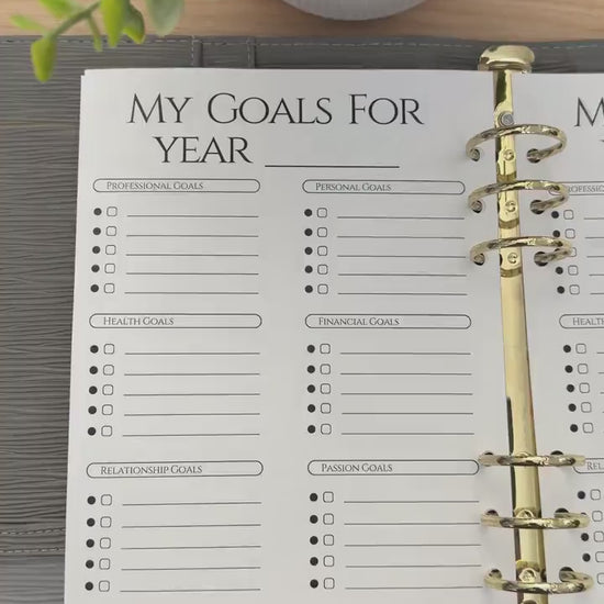 A5 Yearly Goals Planning Insert | Tracker | Cash Stuffing Budget Binder Tool
