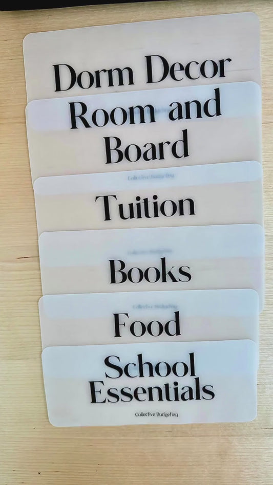 Cash Envelope Inserts: College Budgeting Organizers Laminated Vellum