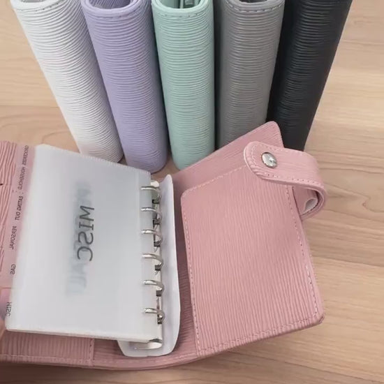 Saffiano A7 Budget Binder Wallet: Buckle Closure, Cash Envelope Organizer