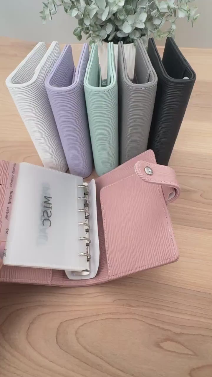 Saffiano A7 Budget Binder Wallet: Buckle Closure, Cash Envelope Organizer