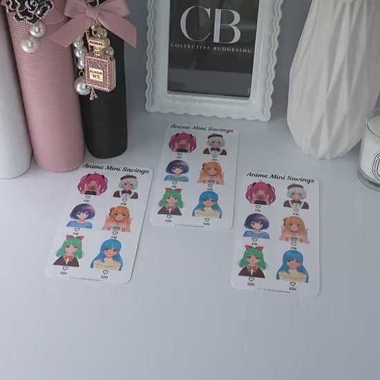 Anime Mini Savings Challenge Card | Laminated Cash Envelope Tracker