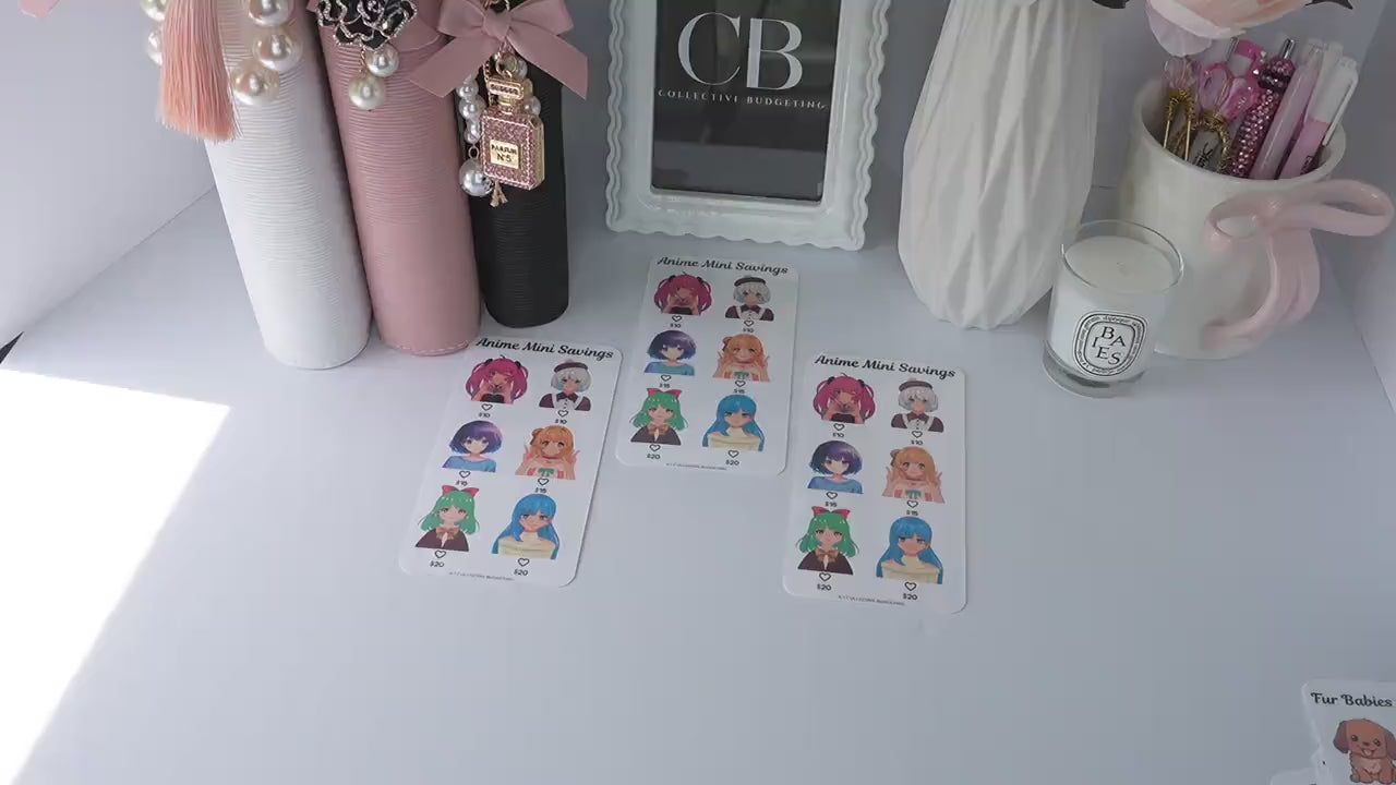 Anime Mini Savings Challenge Card | Laminated Cash Envelope Tracker